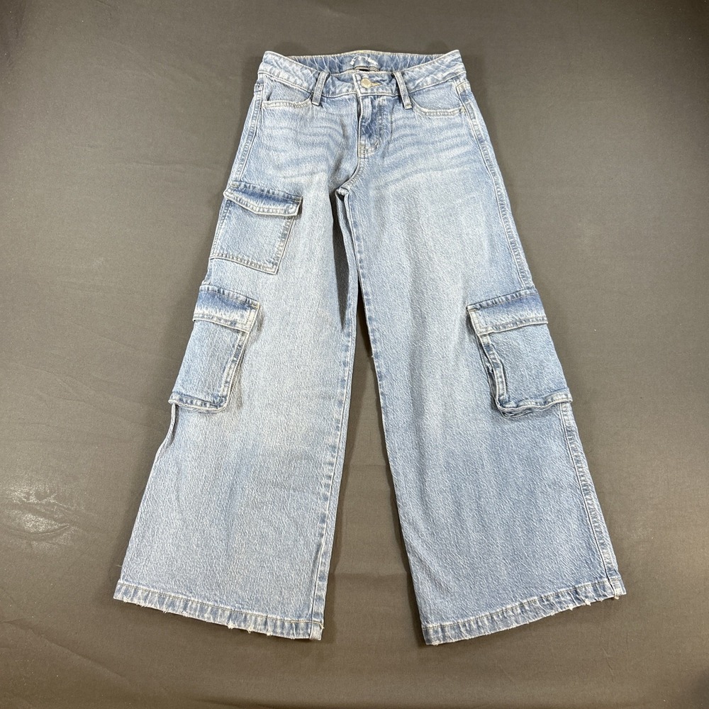 art class Girls Wide-Leg Cargo Denim Jeans Blue Cotton Medium Wash Size 8